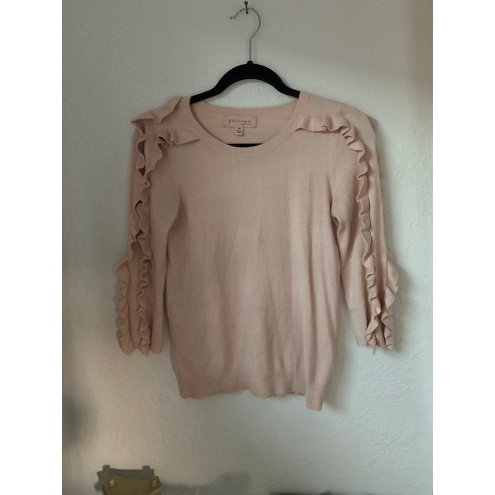 Philosophy ruffle long sleeve sweater top xs
